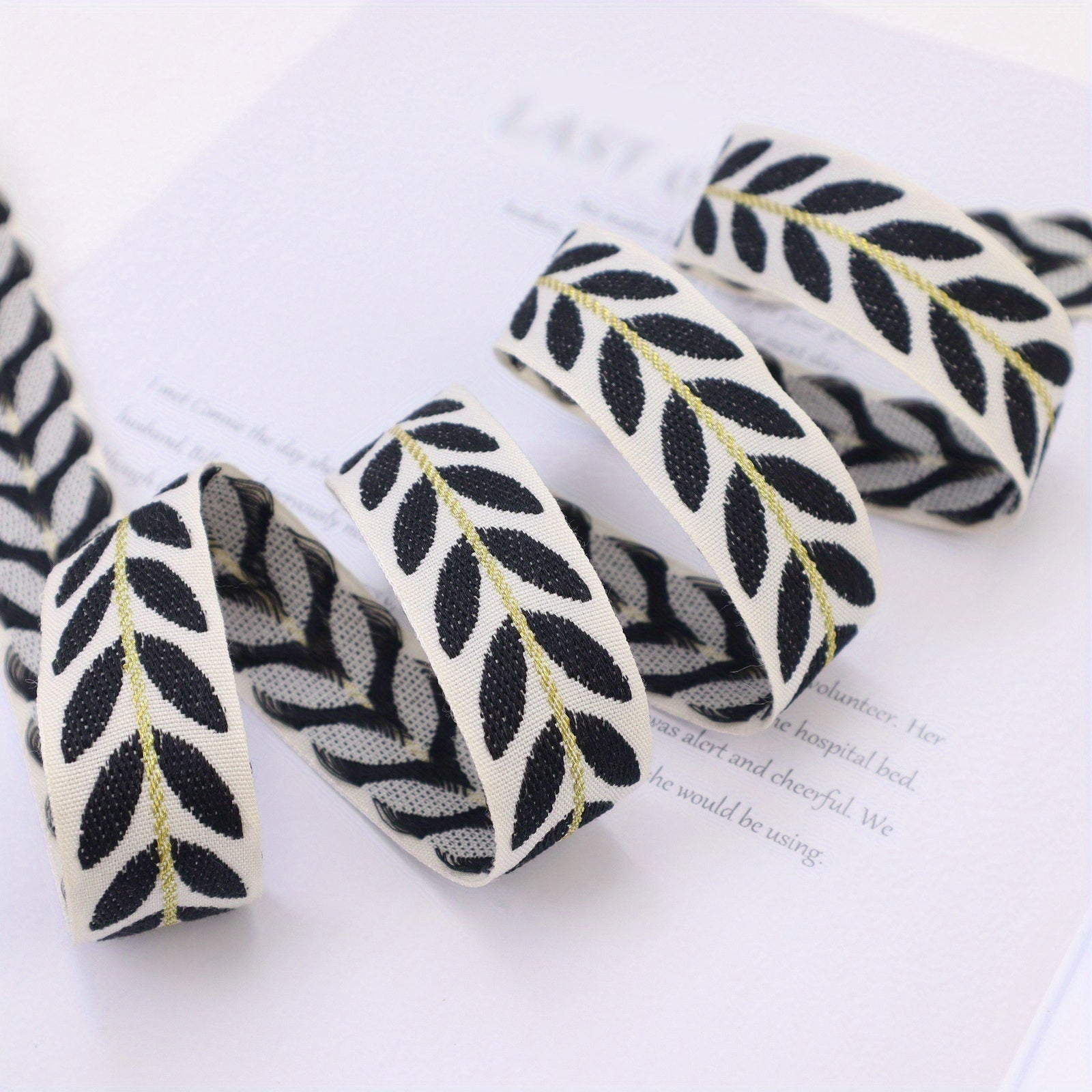 2 Yards Embroidery Ribbon Leaf Trim Sewing DIY Crafts Gift Packaging