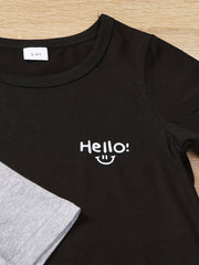 3pcs Boys Casual Letter Graphic Print Short Sleeve T shirt&Shorts Set