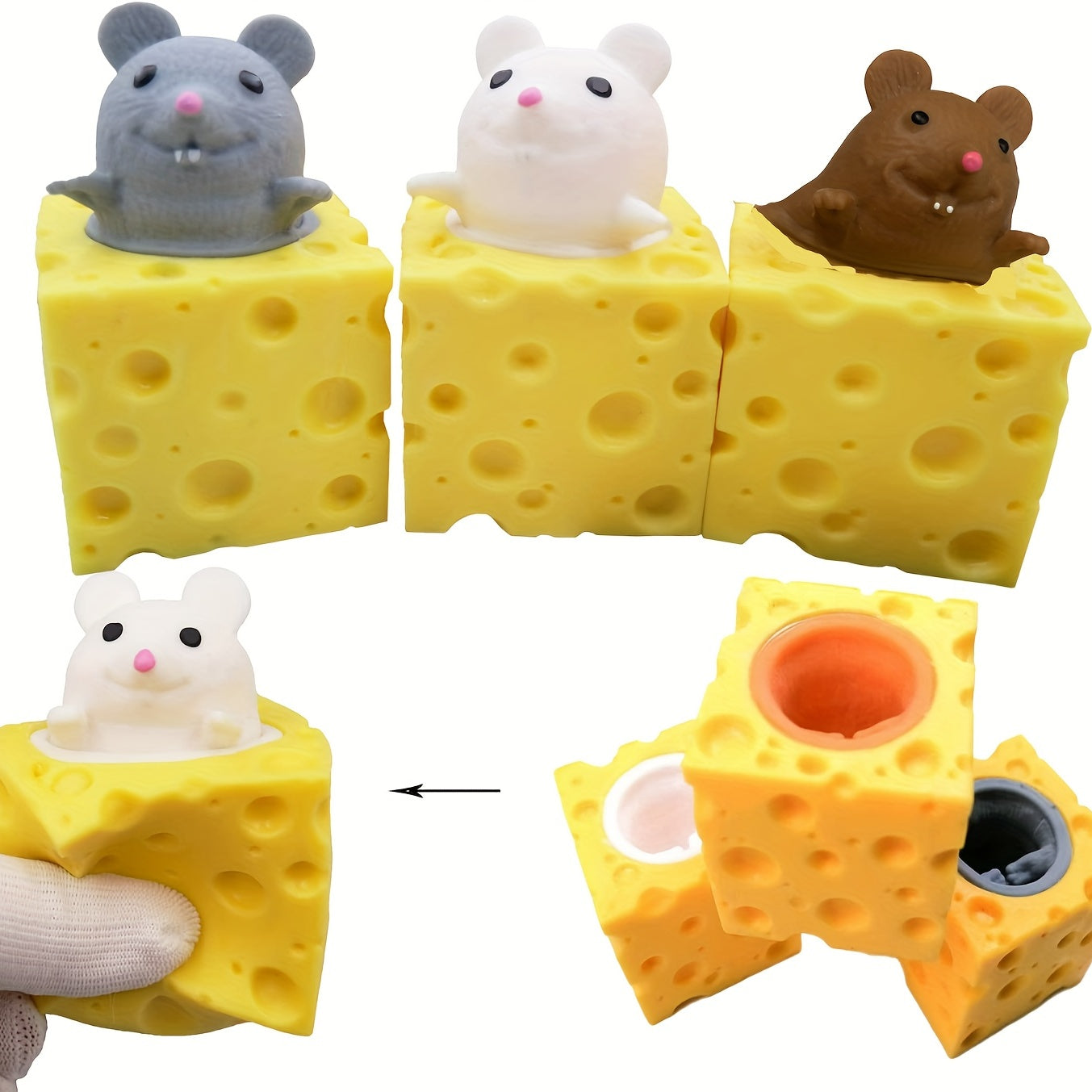Squeeze Mouse Toy Cheese Cup Fun Fidget Toy for Kids & Adults