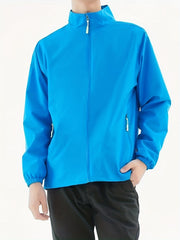 Men's Casual Stand Collar Windbreaker Jacket Zip Up Coat for Spring Fall