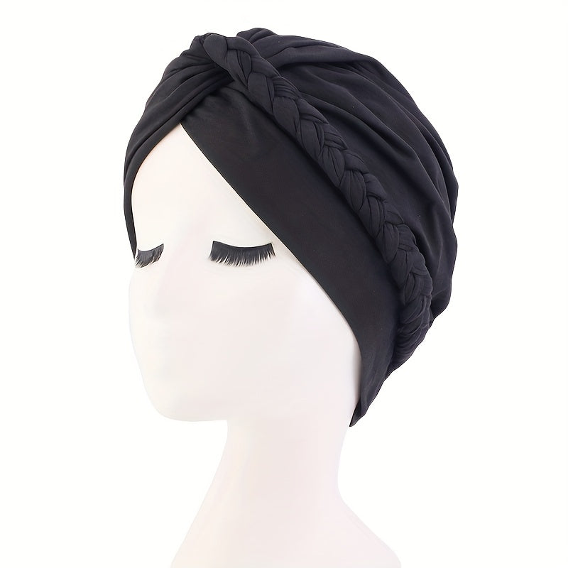 Bohemian Twist Braid Turban Hat Vintage Bandanna Head Scarf Casual Hijab