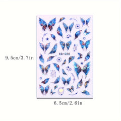 6pcs Butterfly Nail Art Stickers Self Adhesive Shimmering Decals