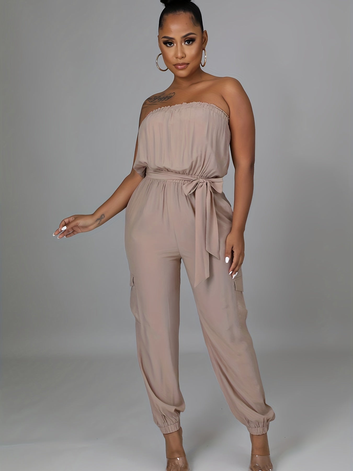 Sleeveless Tie Waist Jumpsuit with Pockets