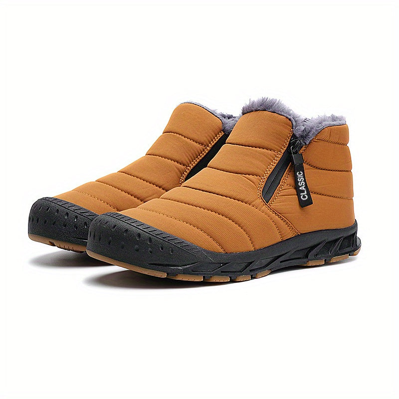 Fur Lined Zip Snow Boots Waterproof Thermal Slip On Winter Warm Shoes