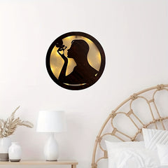 Children's Room LED Wall Clock Retro Wooden Sign Wall Sticker Hanging Lamp
