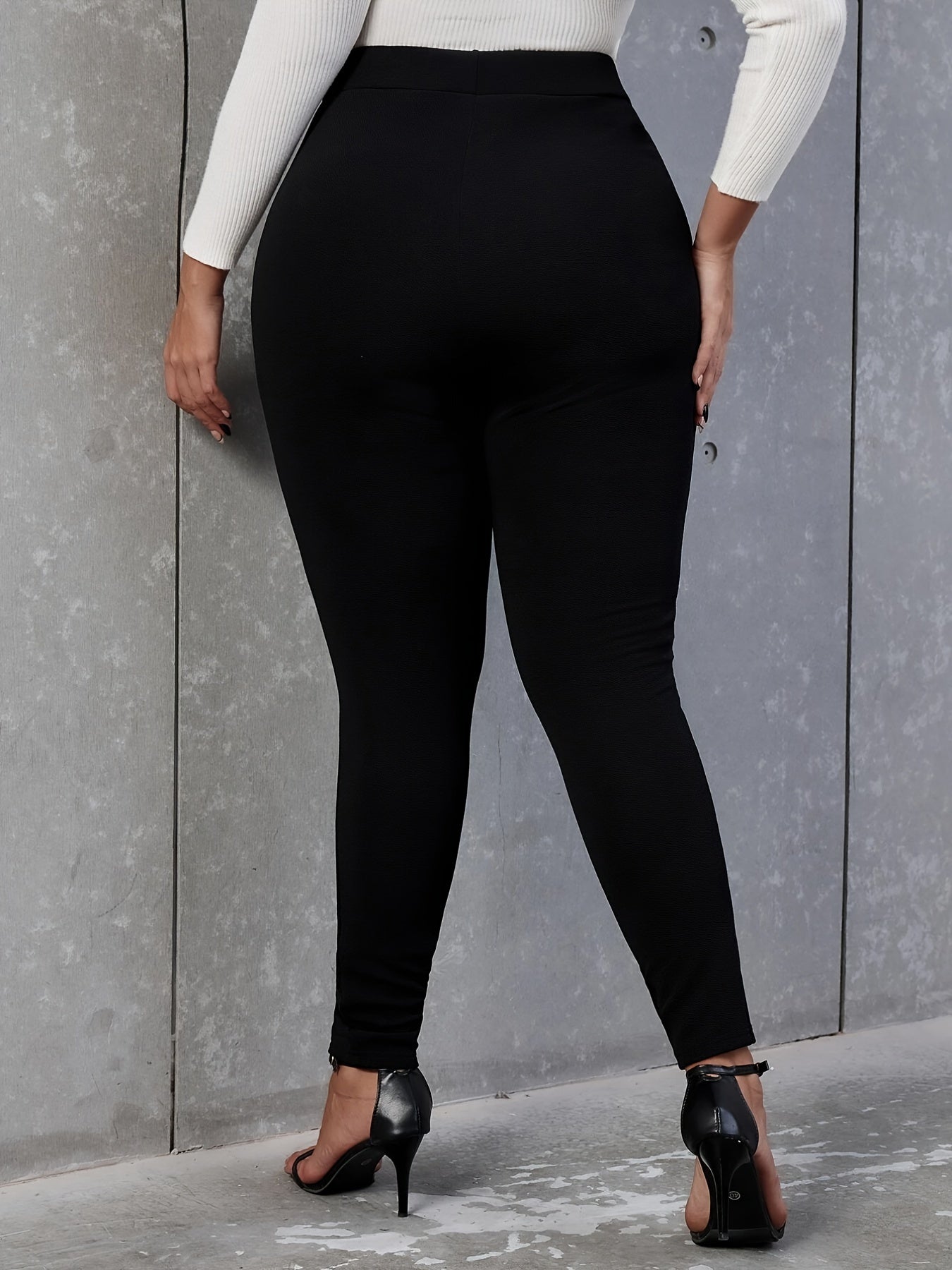  High Rise Double Breast Decor Skinny Pants
