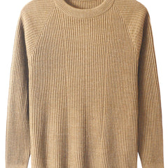 Men's Wool Blend Knitted Sweater - Casual & Warm Crew Neck Pullover