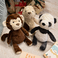 Cartoon Animal Plush Dolls - Dog, Monkey, Panda, Fox, Cat