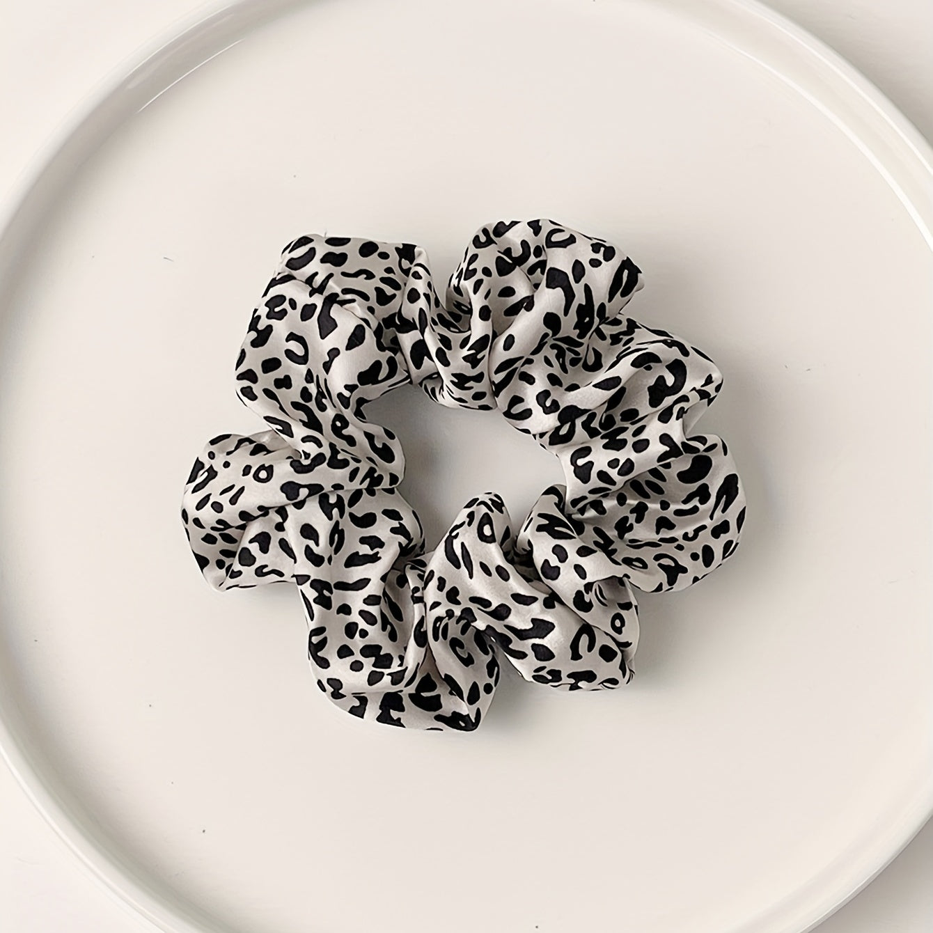 8pcs Houndstooth & Leopard Print Scrunchies Hair Ties