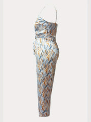  Basketweave Print Cami Top & Wide Leg Pants Set