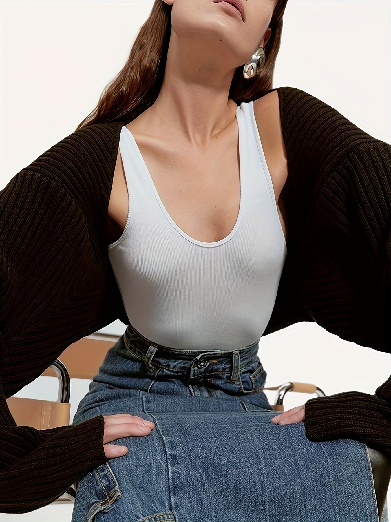  Casual Cardigan Solid Long Sleeve Open Front