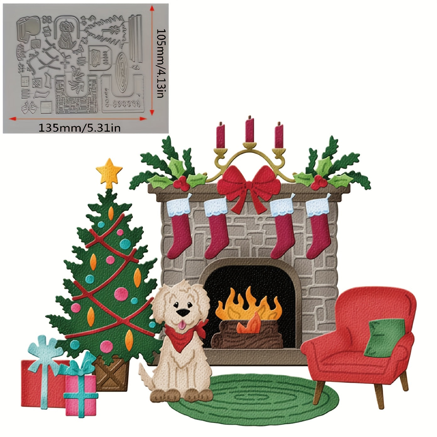 1pc Christmas Fireplace Dog Car Metal Cutting Dies for DIY Cards Scrapbooking