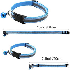 Reflective Pet Collar for Cats and Small Dogs, Safety Buckle, Bell