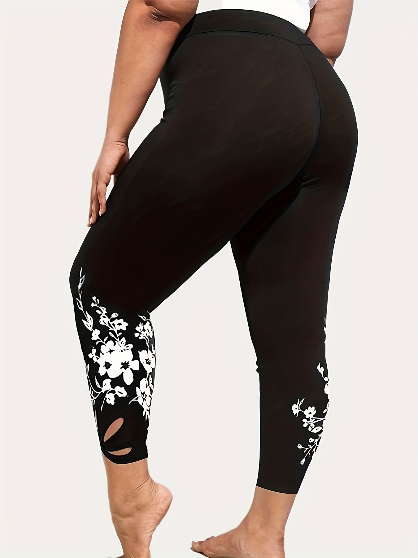  Floral Print Cut Out High Rise Leggings