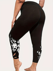  Floral Print Cut Out High Rise Leggings