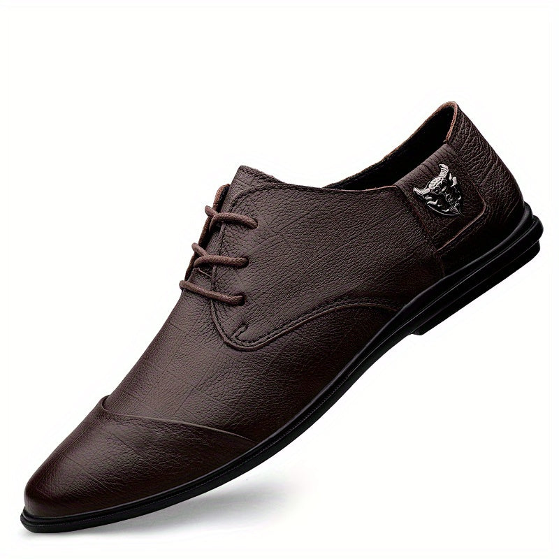 Men's Plaid Leather Derby Shoes for Wedding Business