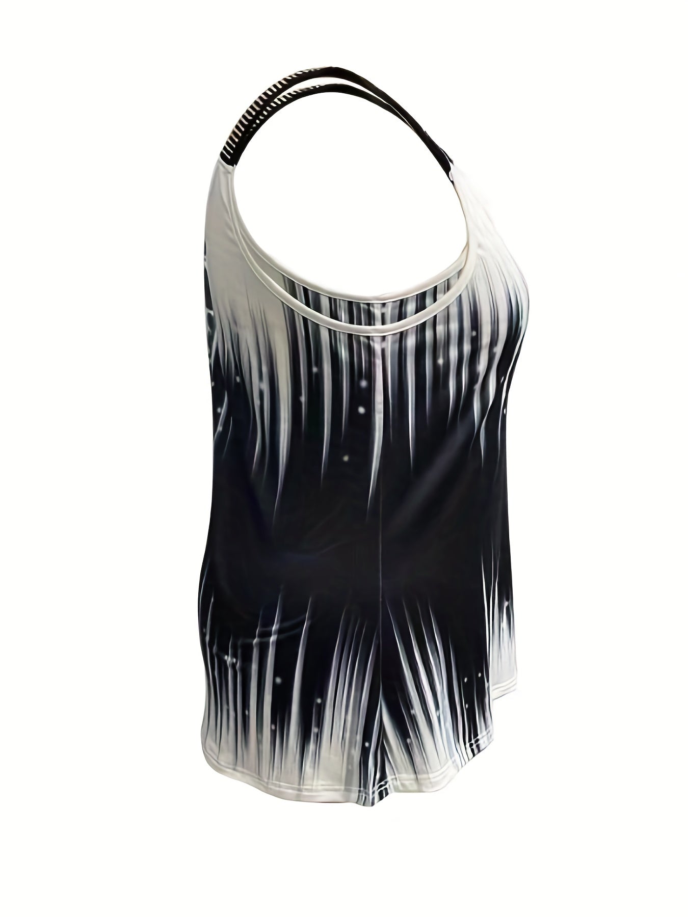  Ombre Print Rhinestone Strap V Neck Tank Top