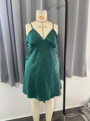  Satin Solid Comfort Nightdress Women's Plus Cami Sleepwear Dress