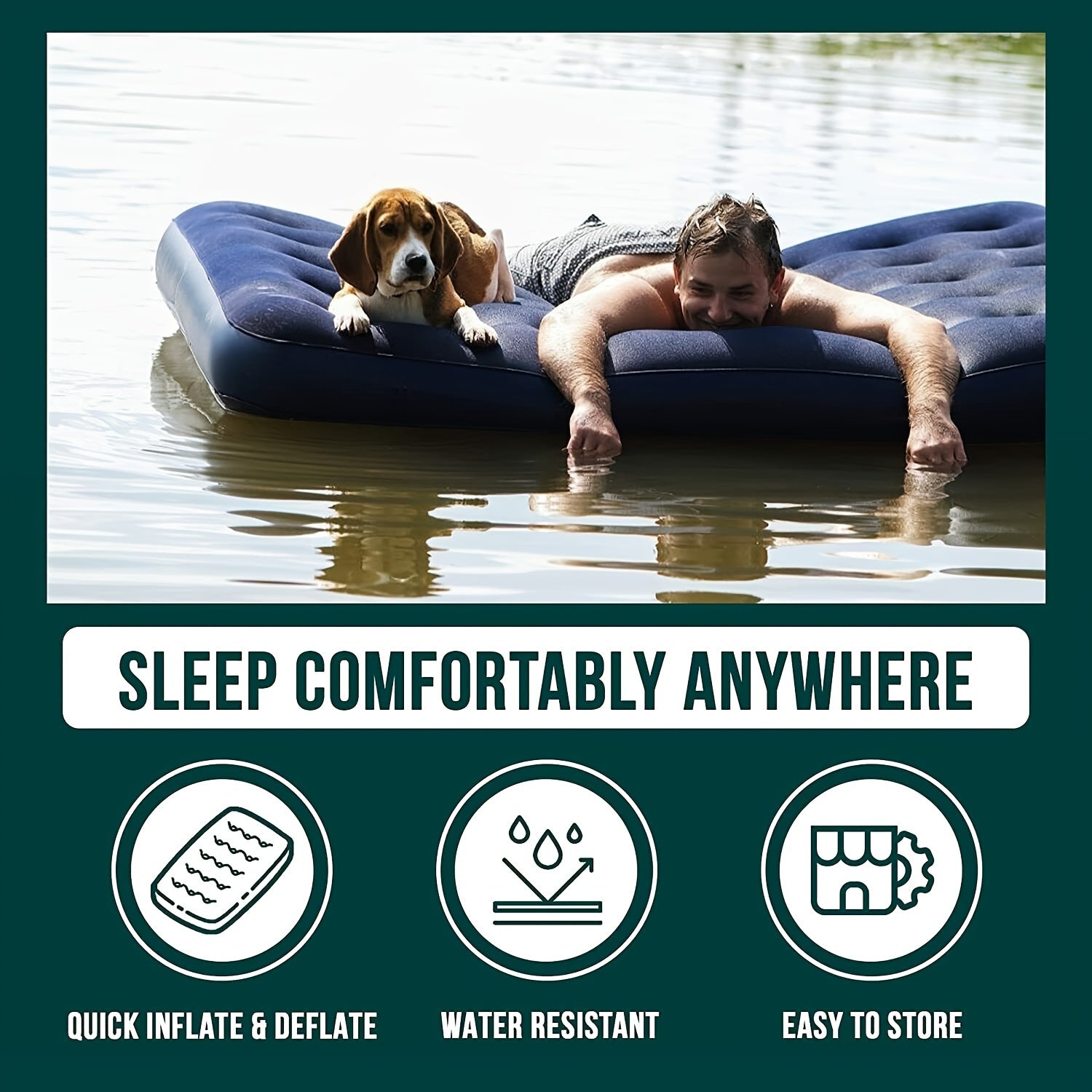 Inflatable Air Mattress PVC Waterproof Air Bed for Camping Road Trips