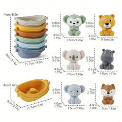 Stackable Bath Boats Toy for Kids & Toddlers Bathtub Water Play