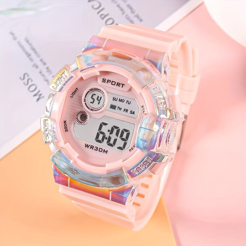 Unicorn Gradient Sport Watch Digital Display Date Calendar & Alarm