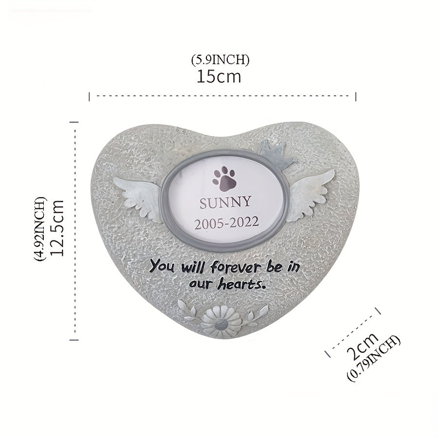 Paw Shaped Pet Memorial Stone with Photo Frame for Dogs or Cats