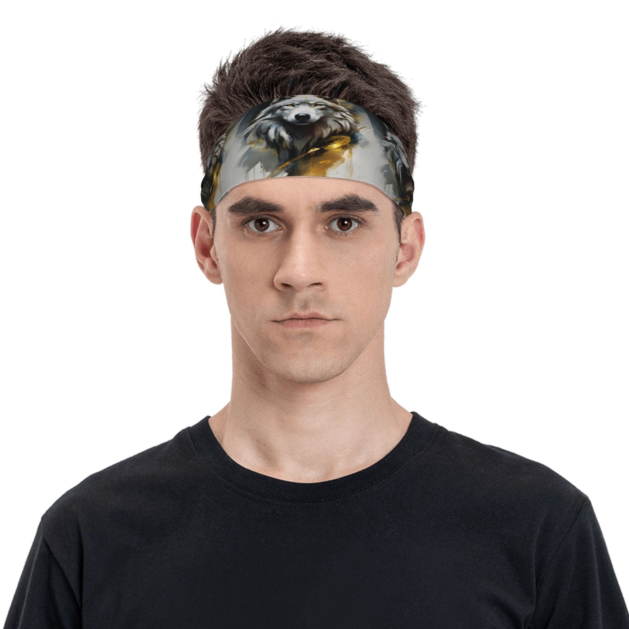 Wolf Themed Unisex Sports Headband Sweat Wicking Stretchy & Breathable Polyester