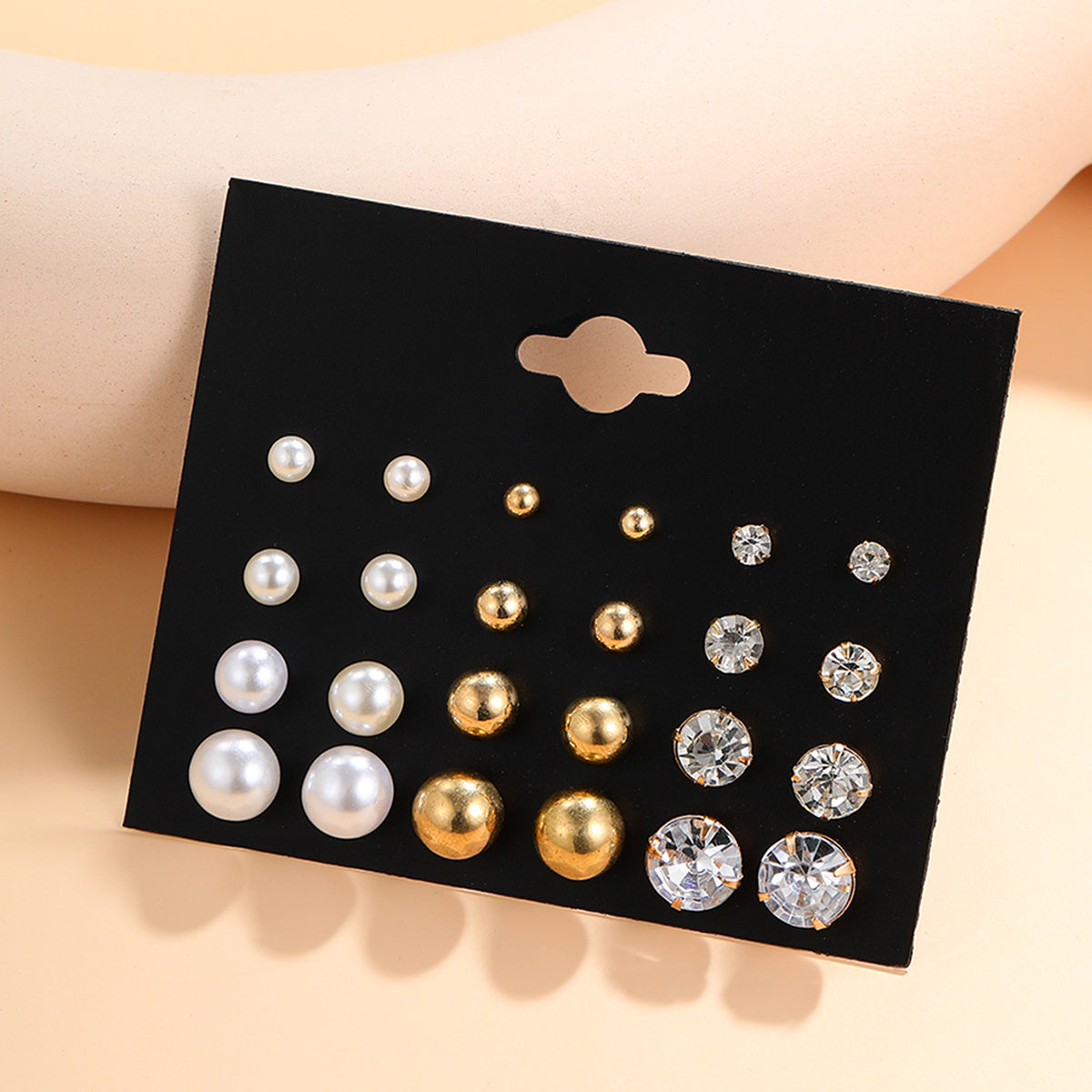 24 Pairs Zircon Pearl Stud Earrings Minimalist Style Jewelry