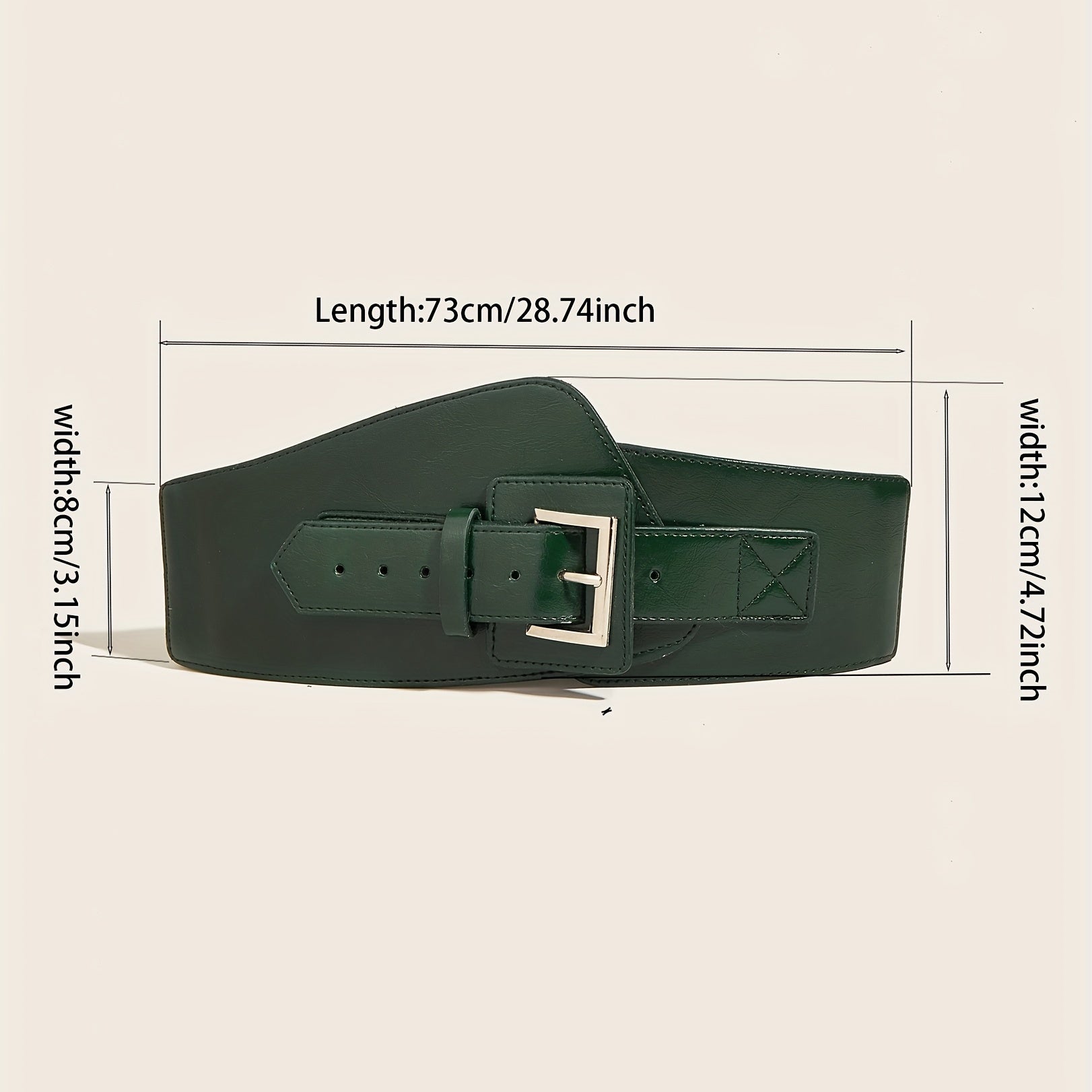 Vintage PU Belt Square Pin Buckle Classic Elastic Wide Waistband