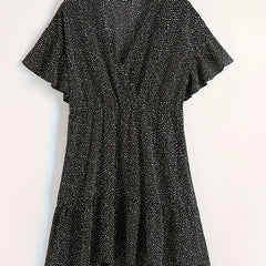  Boho Dress Women's Plus Dot Print Short Sleeve Dress