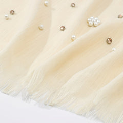 Fringed Lace Pearl Soft Shawl Sunscreen Wrap Casual Travel Scarf