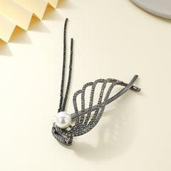 Vintage Angel's Wings Rhinestone Metal Twist Clip Hair Jaw Clip
