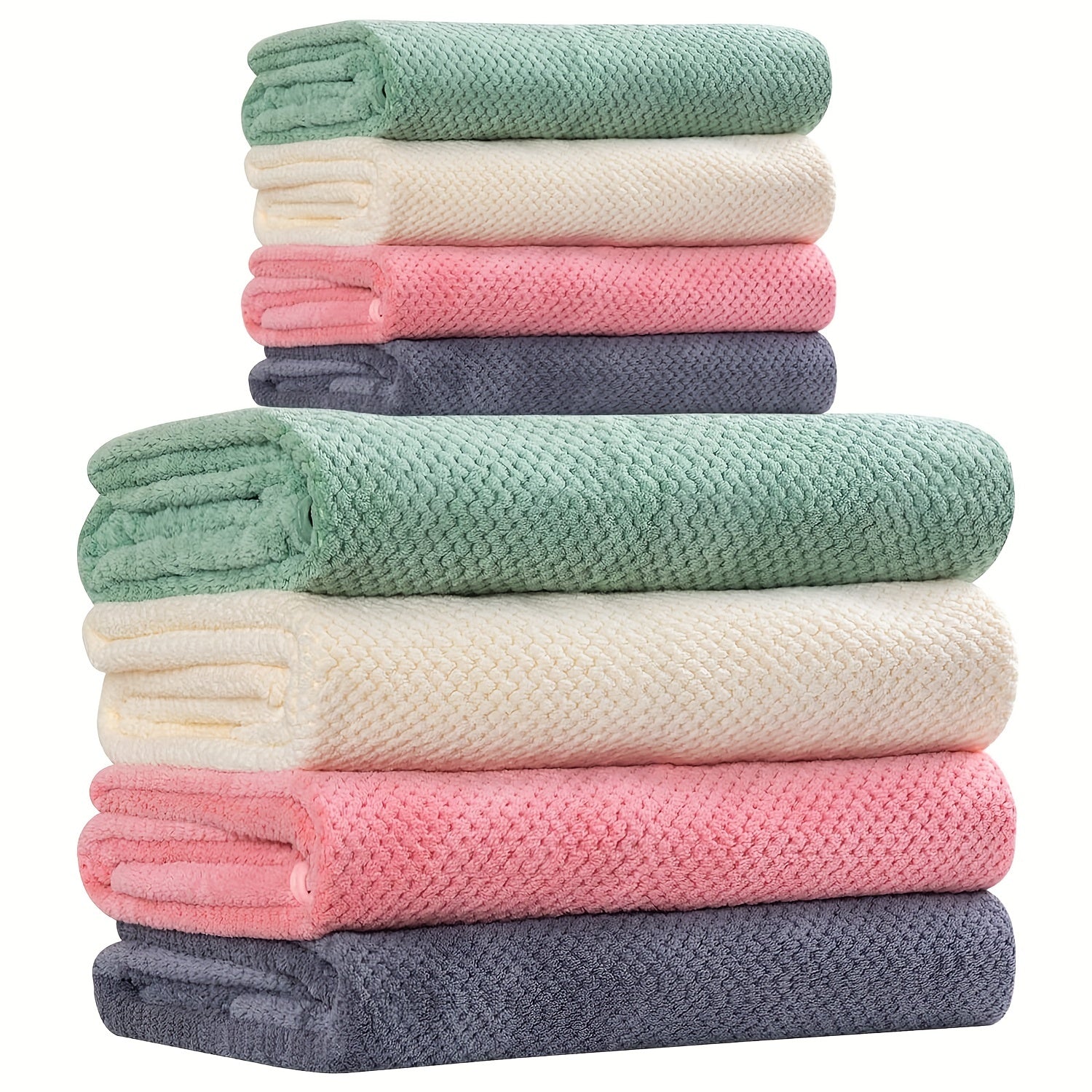 8 Absorbent Microfiber Towels Set Quick Dry Lightweight for Bathroom Beach Gym
