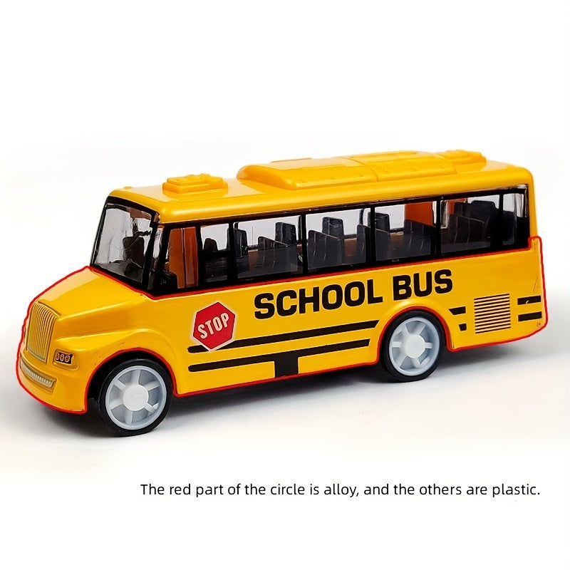 Alloy School Bus Toy Car Model Pull Back Simulation Vehicle