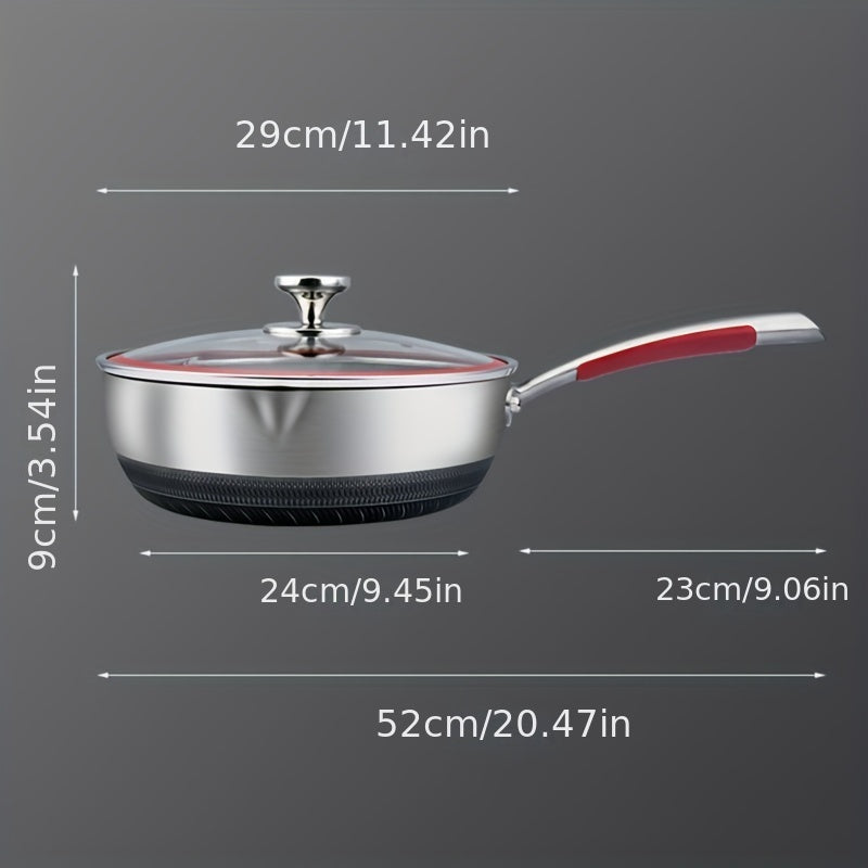 Stainless Steel Wok 29cm Honeycomb Coating Deep Frying Pan