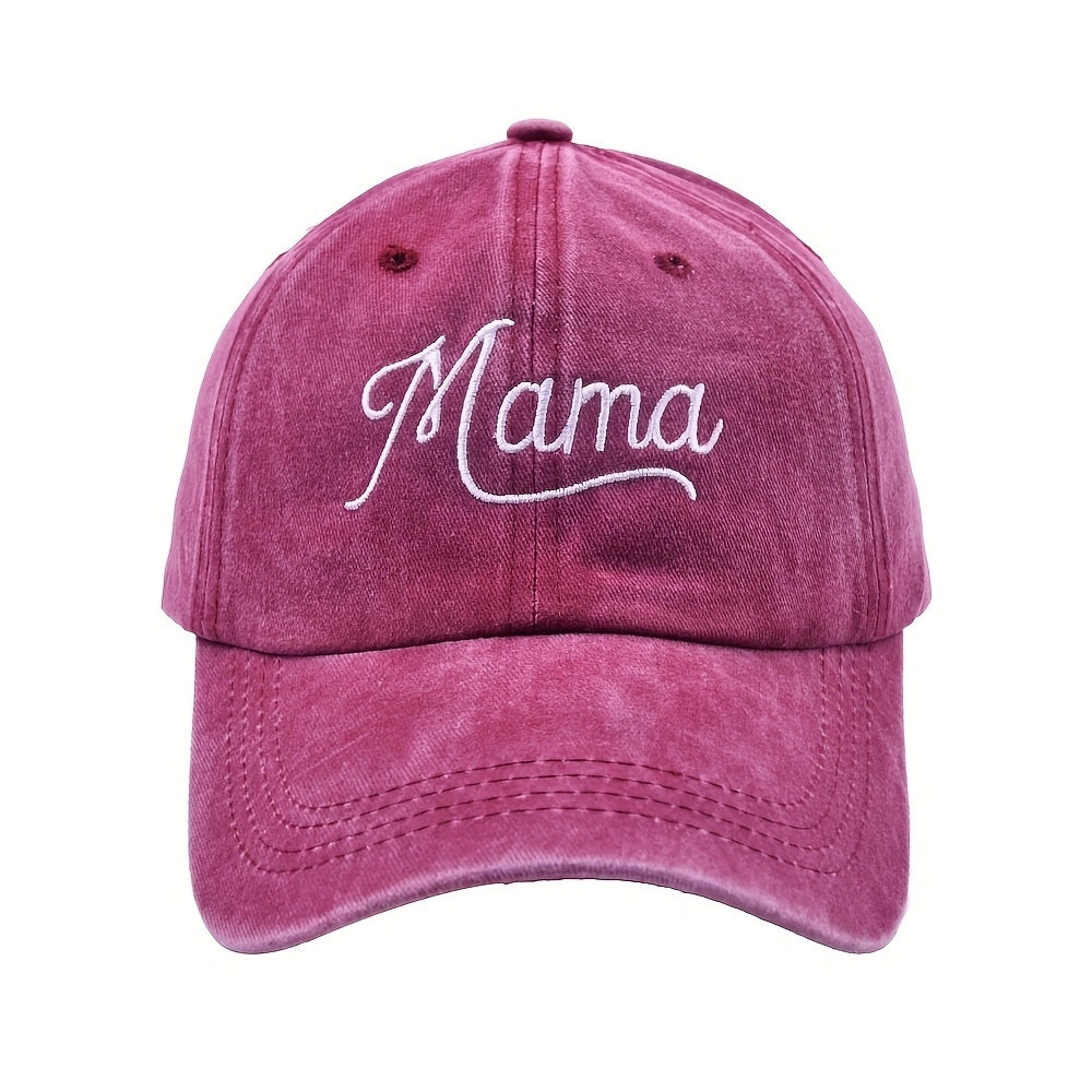 Mama Embroidery Baseball Cap Vintage Washed Dad Hat Adjustable Sunshade Sun Hats