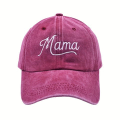 Mama Embroidery Baseball Cap Vintage Washed Dad Hat Adjustable Sunshade Sun Hats