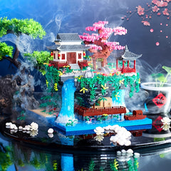 2000pcs Peach Blossom Pool Architecture Set Bright Colors ABS Bricks