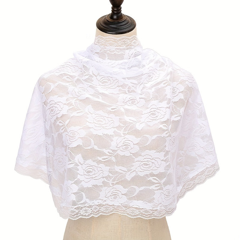 Embroidered Lace Mantilla Veil for Women