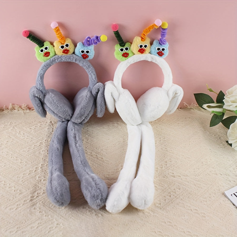 Quirky Plush Earmuffs with Movable Dolls for Couples