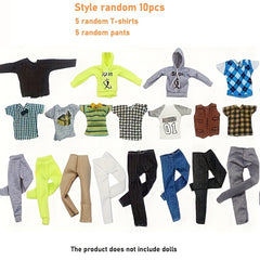 10pc Mixed Outfits for 30-02cm Male Dolls - Tops & Pants - Kids Party Clothes