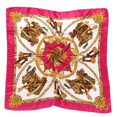 Vintage Square Scarf Carriage Chain Print Shawl