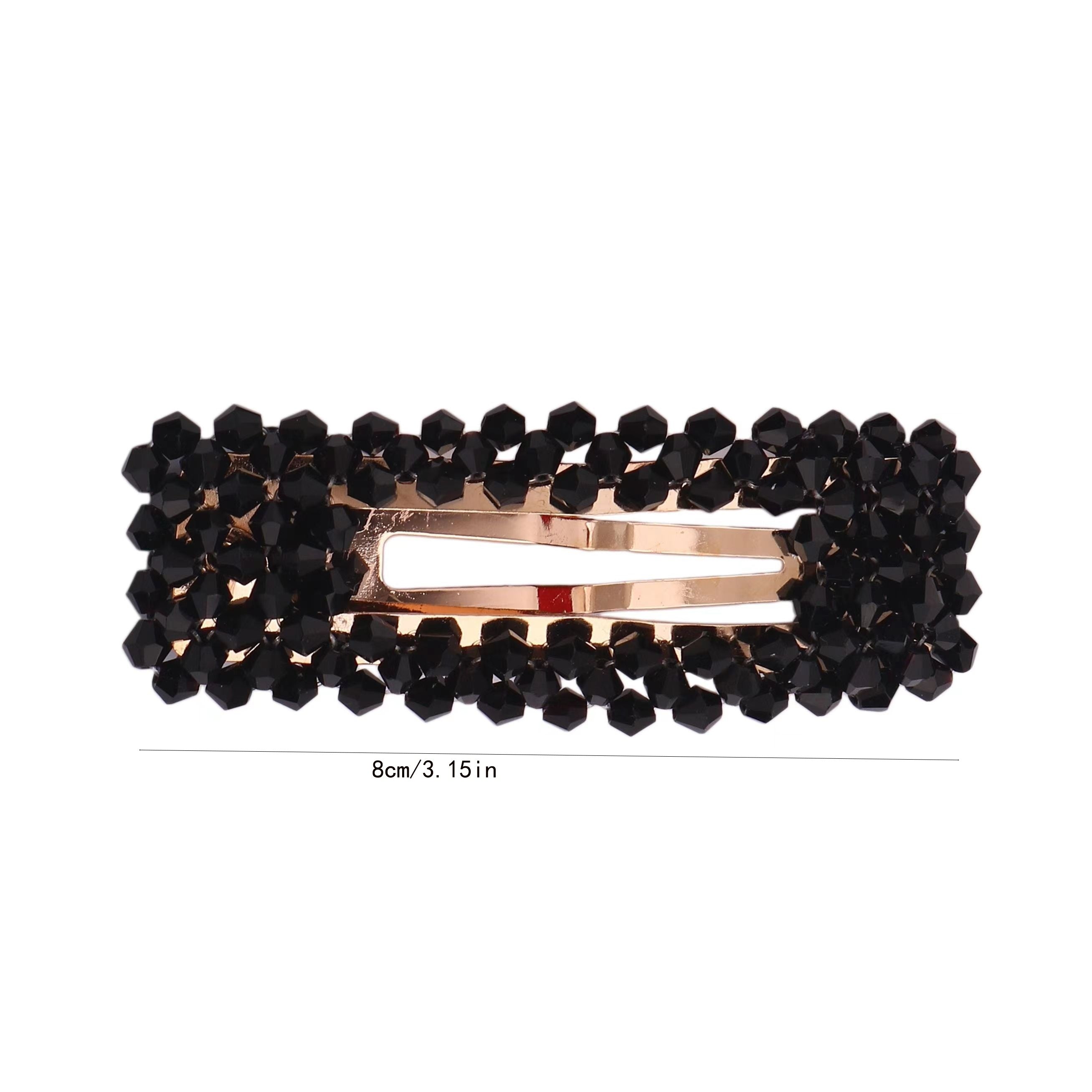 2pcs Beaded Rectangle Hairclip Snap Clip Barrettes Hair Accessories