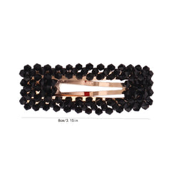2pcs Beaded Rectangle Hairclip Snap Clip Barrettes Hair Accessories