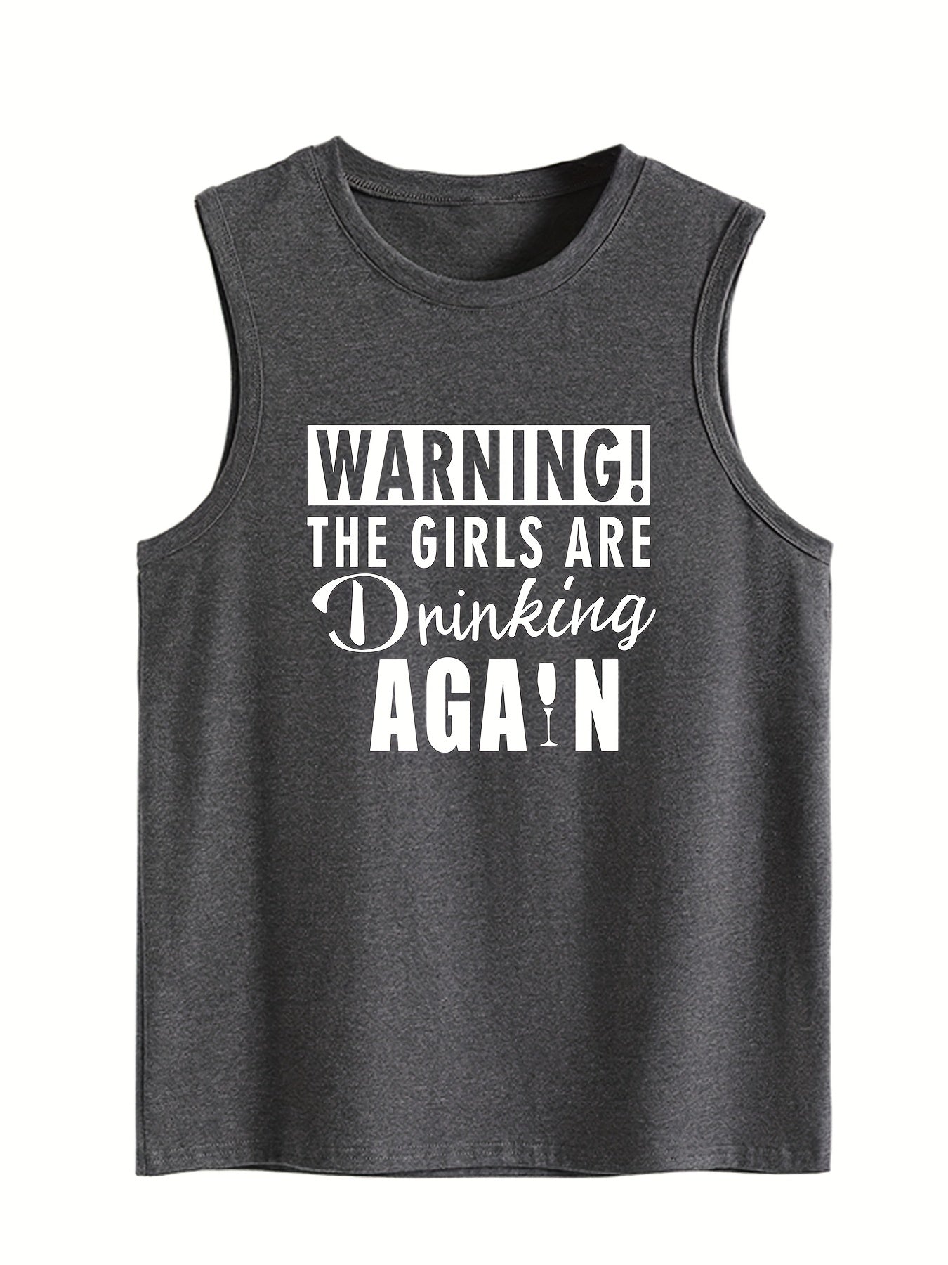 Letter Print Tank Top Crew Neck Casual Sleeveless Summer Women's Clothing