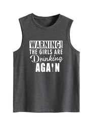 Letter Print Tank Top Crew Neck Casual Sleeveless Summer Women's Clothing