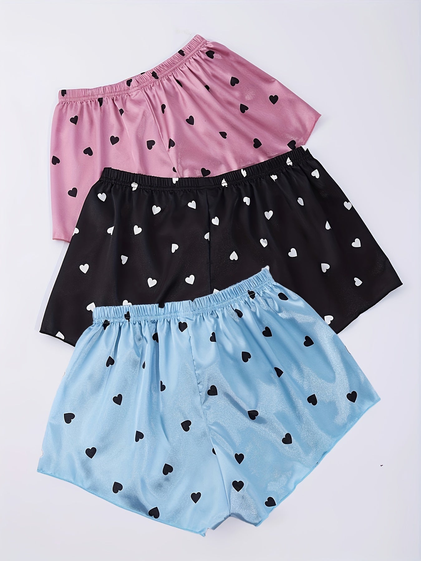 3 Pack Plus Size Pajama Bottoms Set Women's Plus Silk Lounge Shorts