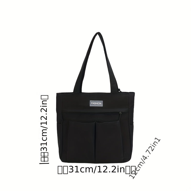 Casual Canvas Shoulder Bag Solid Handbag All Match Storage Bag