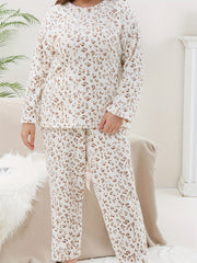  Leopard Print Flannel Pajama Set for Women