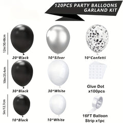 120pcs Silvery Confetti Balloon Arch Balloon Set